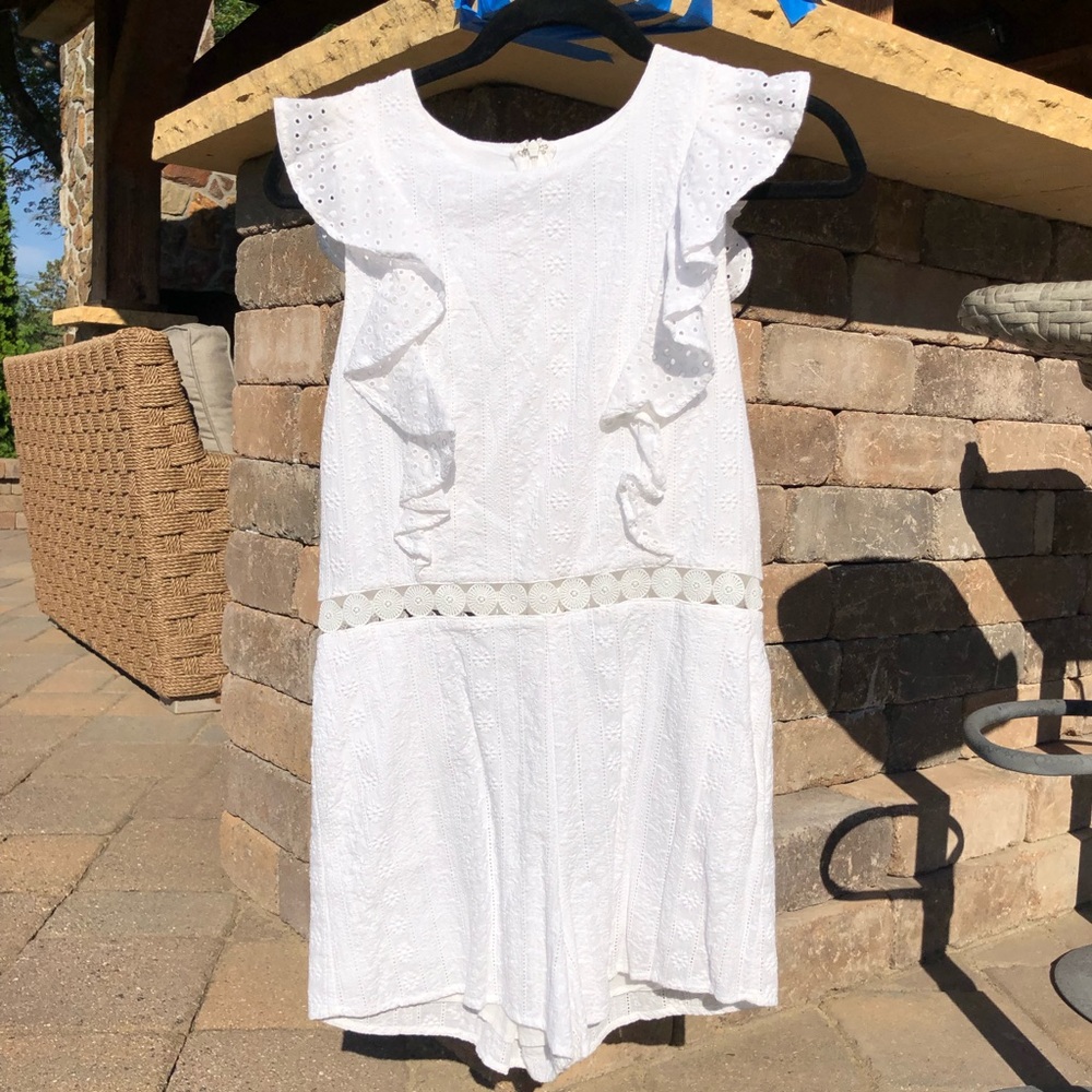 Just One Answer White Ruffle Romper
